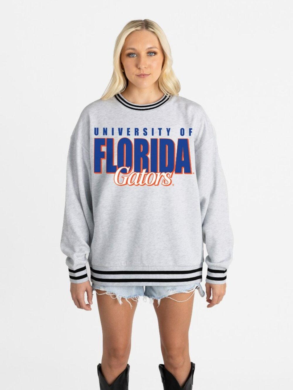Gameday Couture Florida Gators Oversized Showdown Ringer Stripe Sweatshirt M NWT